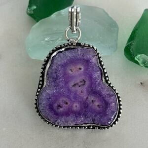 925 Sterling Purple Solar Quartz Pendant